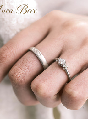 磨砂复古对戒轻奢情侣结婚款