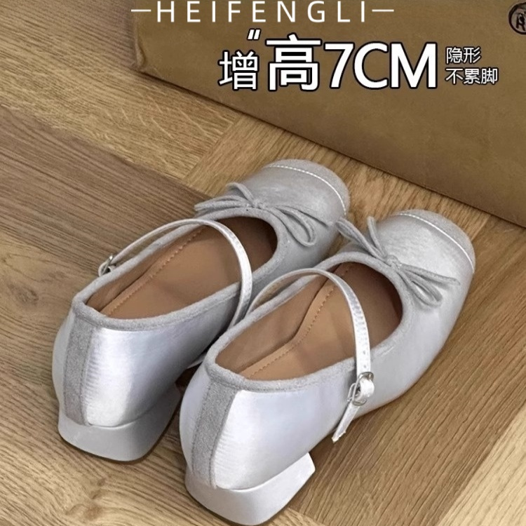 小个子内增高7CM玛丽珍鞋女2025新款法式蝴蝶结一字带芭蕾舞单鞋 - 图3