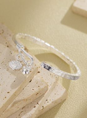 ZY11号古法吉言简约开口手镯女款2026新款时尚银饰品