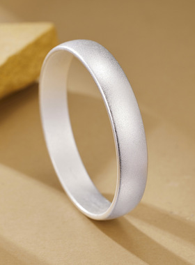 ZY5号磨砂贵妃宽版闭口手镯2026新款古法素圈简约百搭