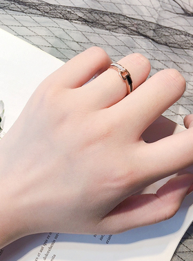 时尚个性风贝壳钛钢镶钻指环圈