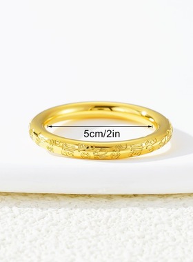 欧美爆款中国风古法手镯 百搭高级感万福手环 复古金色刻字手镯