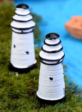 微景观手工海洋景观装饰创意白灯塔摆件迷你房屋建筑海洋造景配饰