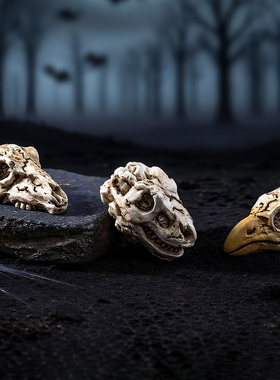 树脂复古乌鸦恐龙骷髅微景观摆件