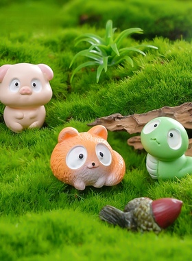 微景观迷你小动物树脂小摆件创意手工造景桌面装饰小猪兔子水豚蛇