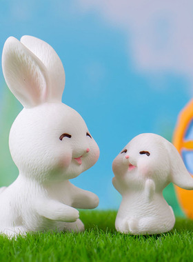 微景观兔子摆件可爱萝卜树脂小动物创意手工多肉花盆装饰蛋糕摆设