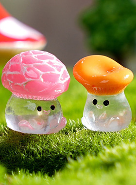 可爱夜光蘑菇微景观创意园艺造景小精灵桌面花盆植物床头装饰摆件