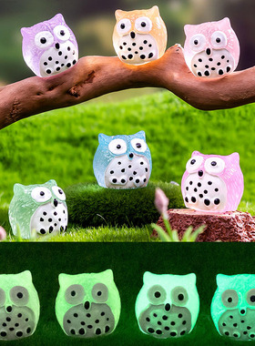 树脂摆件卡通手工夜光动物猫头鹰