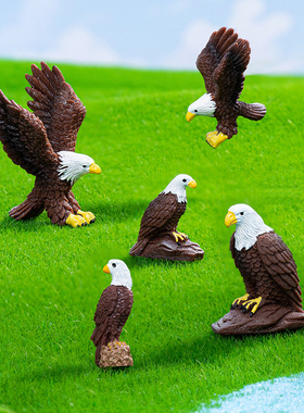 微景观手工动物树脂老鹰小鸟摆件