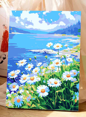 diy数字油画优惠批发风景花卉系列丙烯手工填色客厅卧室装饰画
