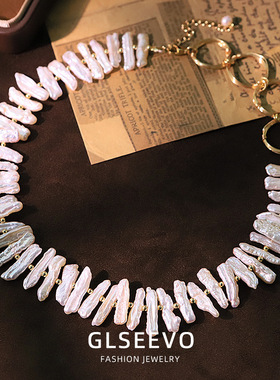 原创设计巴洛克白色珍珠圆环项链小众百搭脖颈链感轻奢锁骨链