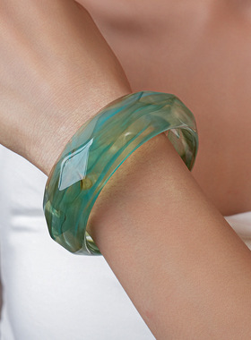 欧美跨境亚克力光面晕染手镯韩系ins风简约手环轻奢时尚百搭手饰