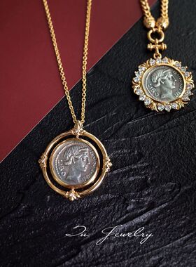 复古原创项链古罗马幸运女神仿古币项链 复刻钱币vintage项链