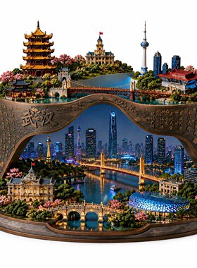 武汉夜景冰箱贴2026新款金属浮雕磁贴黄鹤楼文创纪念品伴手礼物