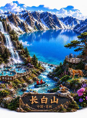 长白山字体文创冰箱贴2026新款立体金属磁贴旅游纪念品伴手礼物