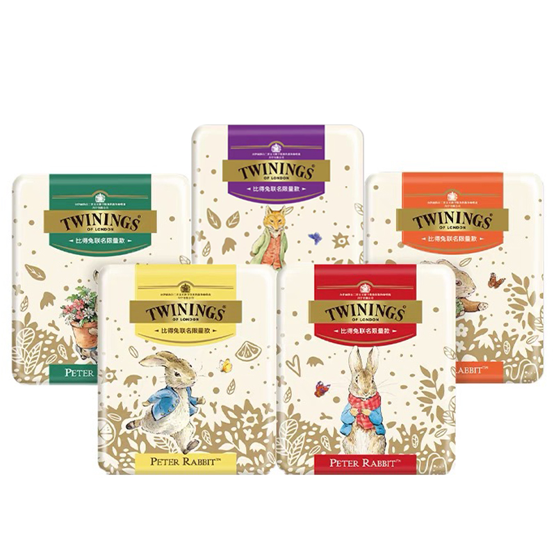 twinings川宁红茶比得兔旅行装茶包收纳铁盒彼得兔联名卡通茶叶罐 - 图3