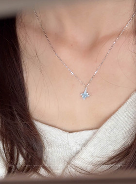 星星吊坠纯银项链女小众