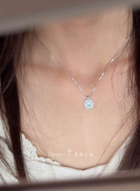 S925银玫瑰切锆石锁骨链