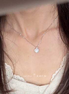 s925纯银爱心珍珠锁骨链