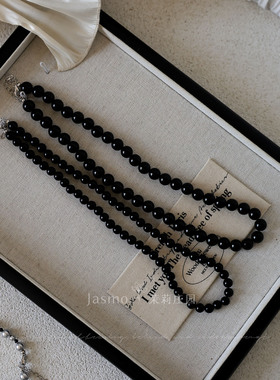 博主fever同款纯银黑色玛瑙项链