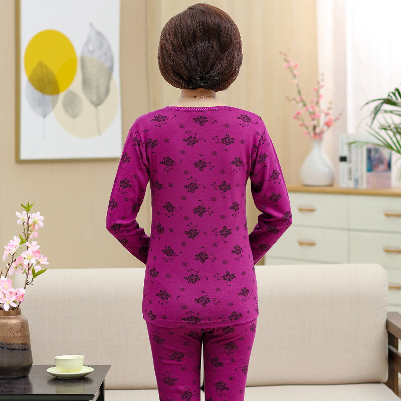 妈妈保暖内衣套装女纯棉奶奶棉毛衫 俏江南内衣馆保暖上装