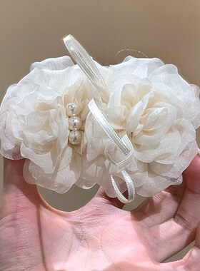 超仙欧根纱珍珠花朵发夹香蕉夹女轻奢温柔后脑勺夹春夏新款发饰
