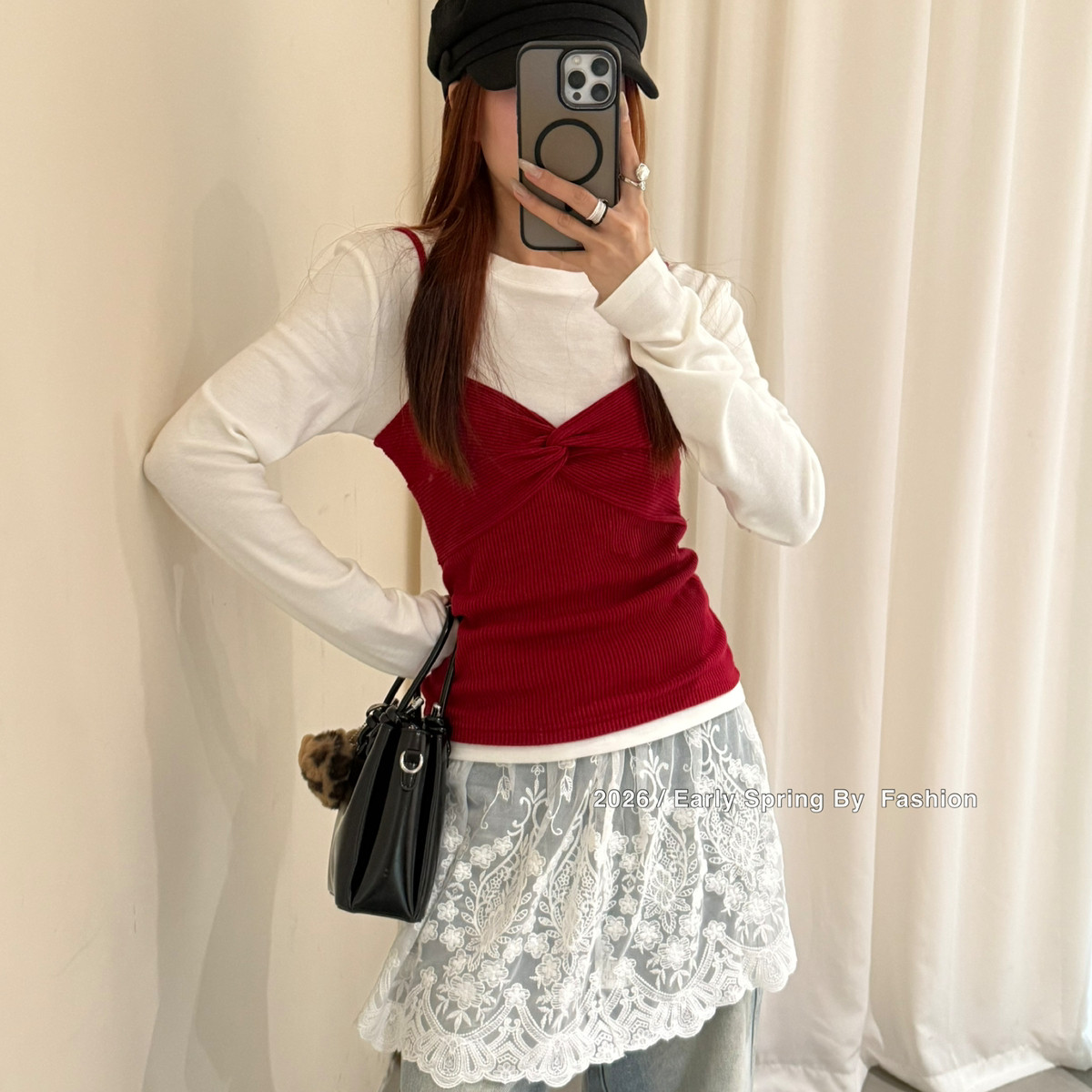 STYLE 风格-百搭温柔气质针织吊带背心+百搭长袖T恤两件套装6736,淘宝优惠券,粉丝福利购,淘宝优惠卷