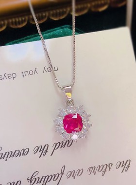 红色高级设计感锆石水滴项链