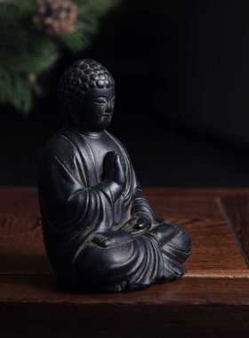 做旧实心佛祖微雕摆件仿石中国风