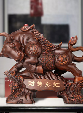 牛摆件绒沙金办公室桌面家居客厅酒柜装饰品公司开业礼品一件代发