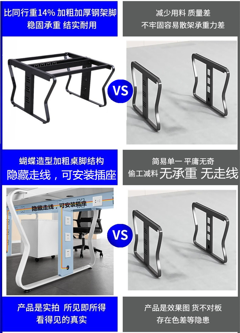 办公桌简约现代四人位职员桌双人工位桌屏风办公桌椅组合2468 - 图2