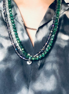 梦龙乐队同款荧光方块透明长项链