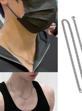 朱志鑫同款扁面细项链男女简约百搭古巴链钛钢防水不掉色颈链锁骨