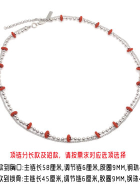 张艺兴LAY同款红色胶圈双层项链