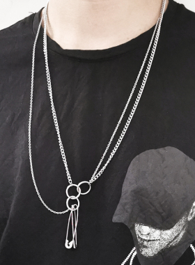 抖音街头风钛钢回形针圆圈毛衣链