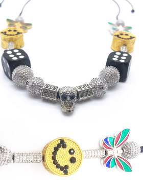 骰子骷髅头蝴蝶时尚风锁骨链