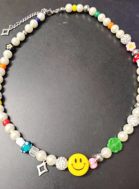 朴宰范同款笑脸8字钱袋相机音符珍珠玉石趣味元素项链颈圈JAYPAPK