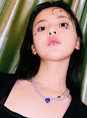 火箭少女杨超越同款紫色爱心珍珠