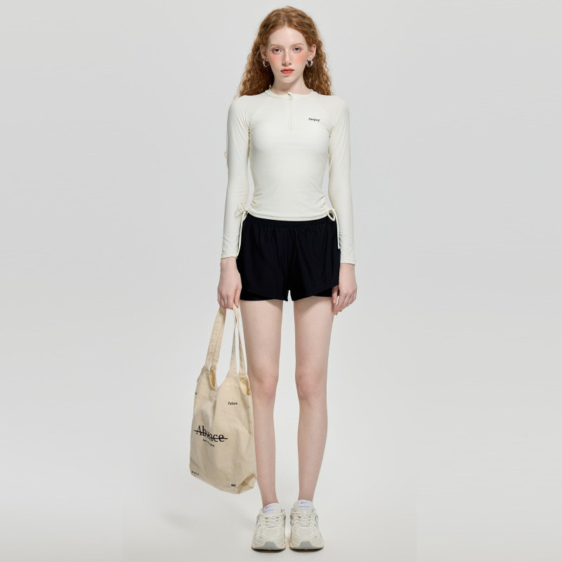 韩国ins风小胸聚拢分体平角少女运动保守遮肚显瘦温泉长袖泳衣女,淘宝优惠券,粉丝福利购,淘宝优惠卷