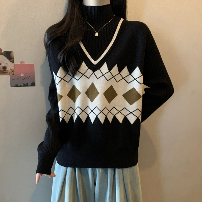 实拍胖妹妹秋冬装毛衣大码女装半高领菱形提花针织衫显瘦宽松上衣,淘宝优惠券,粉丝福利购,淘宝优惠卷