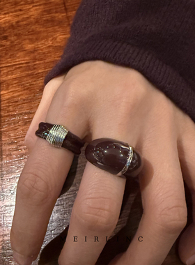 MEIRLINC 显白红色小众独特设计高级感情侣百搭个性ins欧美复古