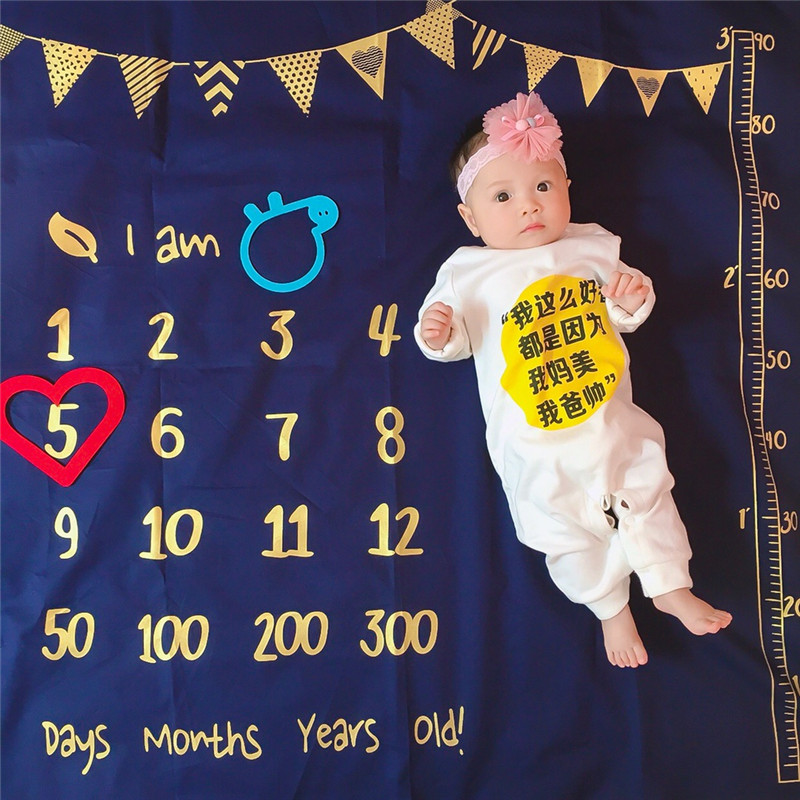 宝宝拍照背景布婴儿满月百天月份摄影道具加厚新生儿拍照毯背景毯-图2
