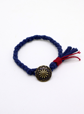民族复古风蓝染男女盘缠手链