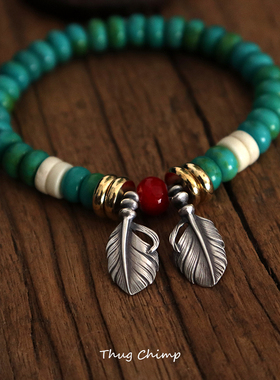 手链925银松石隔珠散珠日式复古