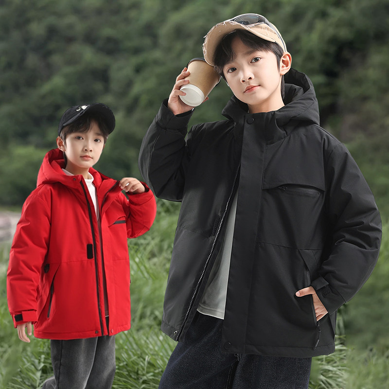 冬季男童冲锋衣外套夹棉中大童儿童加厚防风防水保暖滑雪软壳棉衣,淘宝优惠券,粉丝福利购,淘宝优惠卷