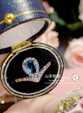 Camellia简约仿海蓝托帕戒指女
