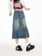 Retro mid-length skirt denim skirt a loose