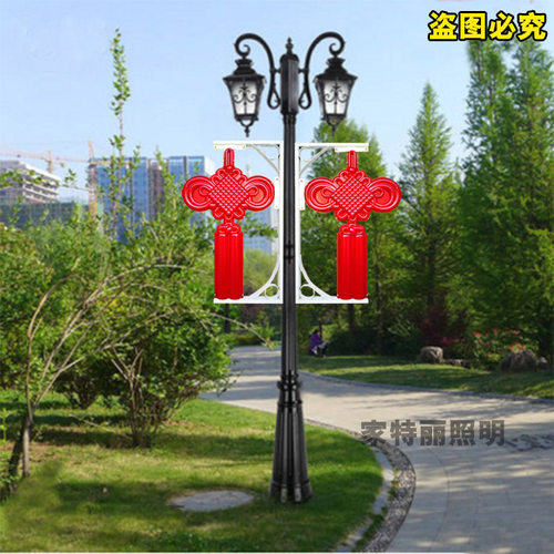 led中国结发光小区路灯杆装饰灯笼户外防水灯笼小号LED中国结矮杆 - 图3