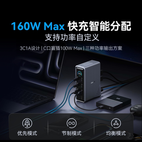 【国家3C认证】Anker Prime安克拓展坞超清HDMI转换器桌面充电器笔记本Type-c网线USB电脑投屏硬盘转换传输 - 图0