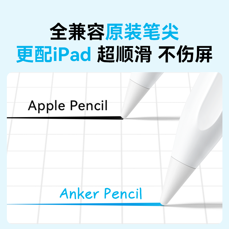 Anker安克电容笔applepencil适用苹果ipad触控笔触屏笔平板手写笔air一代苹果ipad笔pencil二代通用笔套正品-图2